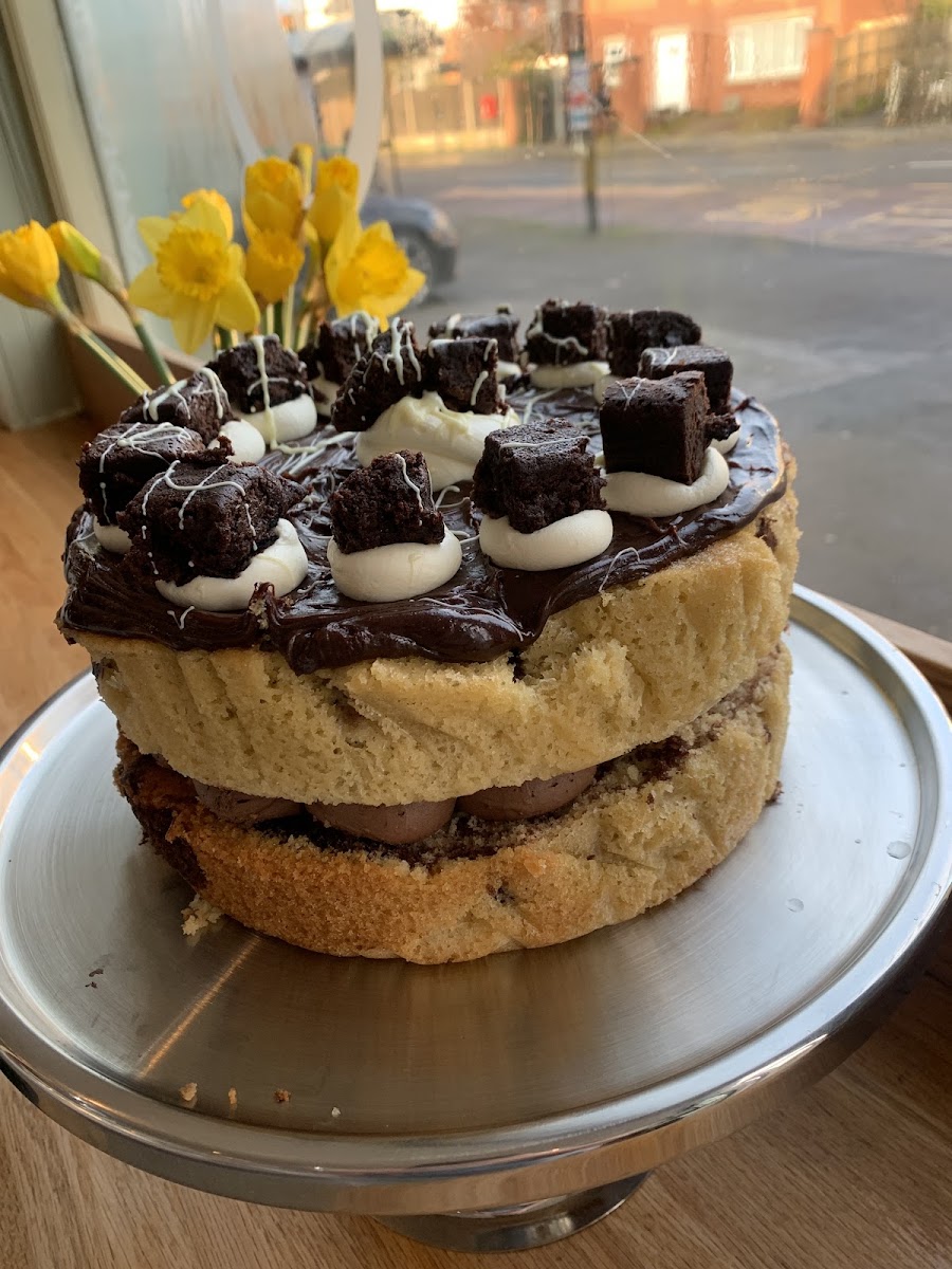 A homemade chocolate cake at Café 118